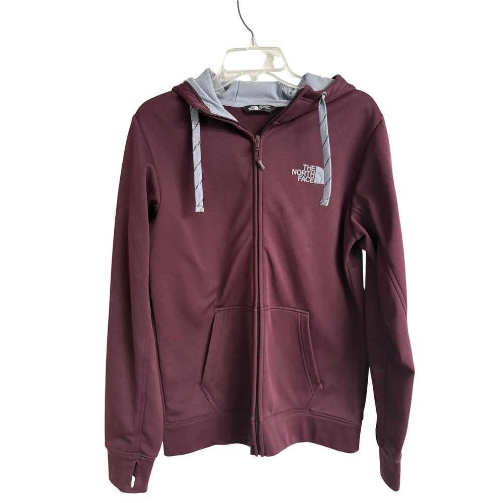 The North Face Mens Full Zip Hoodie Maroon Gorpcore Hiking Sweatshirt Small